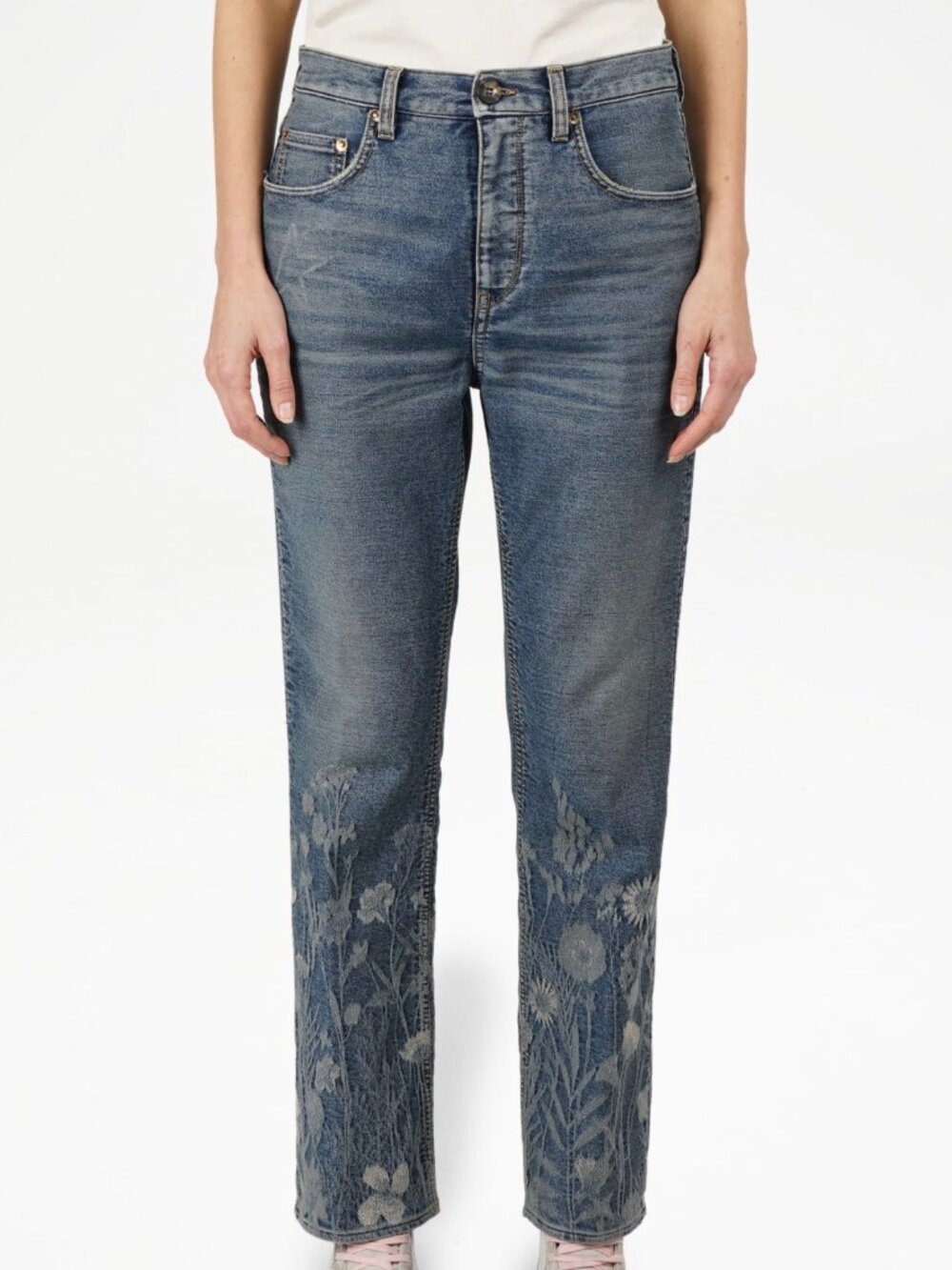 Golden Goose Laser-Etched Floral Denim Jeans 26